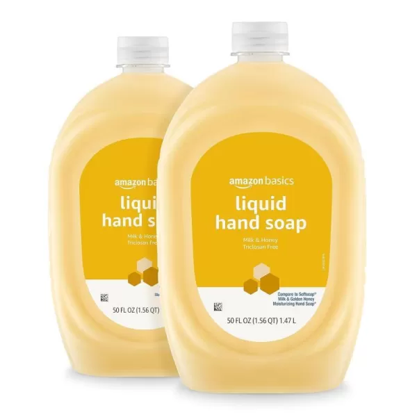 Amazon Basics Liquid Hand Soap Refill Milk and Honey Scent Triclosanfree 50 Fluid Ounces Pack of 1Milk amp Honey 50 Fl Oz Pack of 2