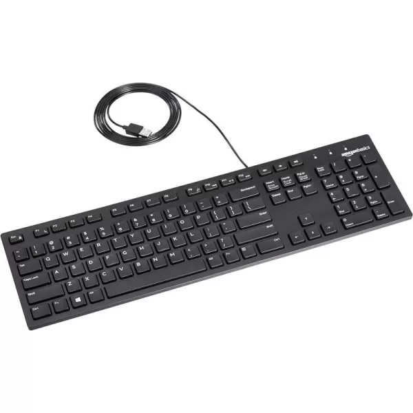 Amazon Basics LowProfile Wired USB Keyboard with US Layout QWERTY Matte BlackAmazon Basics LowProfile Wired USB Keyboard with US Layout QWERTY Matte Black