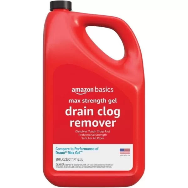 Amazon Basics Max Strength Gel Drain Clog Remover and Cleaner 80 Fl Oz Pack of 1Amazon Basics Max Strength Gel Drain Clog Remover and Cleaner 80 Fl Oz Pack of 1