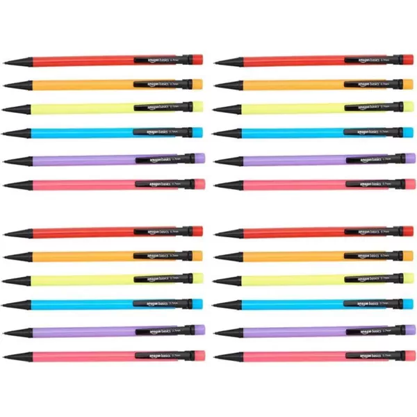 Amazon Basics Mechanical Pencils Medium Point 07 mm  48Pack Multicolor24 Count Pack of 1