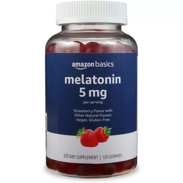 Amazon Basics Melatonin 5mg 120 Gummies 2 per Serving Strawberry Previously Solimo120 Count Pack of 1