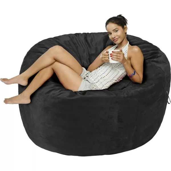 Amazon Basics Memory Foam Filled Bean Bag Chair with Microfiber Cover 5 ft Blue Solid5 ft Grey