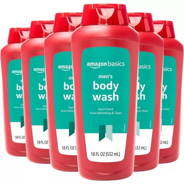 Amazon Basics Mens Body Wash Sport Scent 18 Fluid Ounces 6Pack Previously Solimo18 Fl Oz Pack of 6