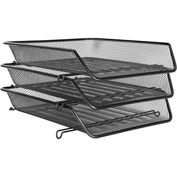 Amazon Basics Mesh Triple Stacking Office Tray Organizer 3 Count Pack of 1 Black 118 x 10 x 8Amazon Basics Mesh Triple Stacking Office Tray Organizer 3 Count Pack of 1 Black 118 x 10 x 8