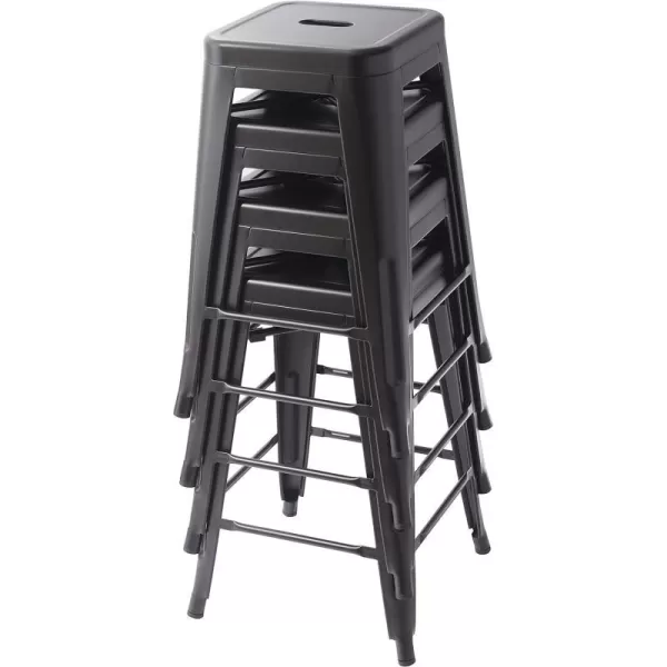 Amazon Basics Metal Bar Stools  24Inch Set of 4 BlackBlack 24inch Stools