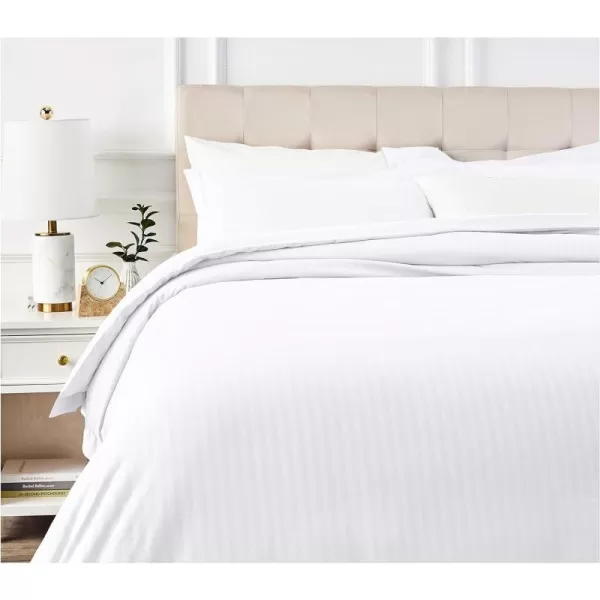 Amazon Basics Microfiber 3 Piece Duvet Cover Set FullQueen Bright White StripedBright White FullQueen4 Pack