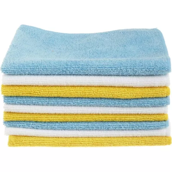 Amazon Basics Microfiber Cleaning Cloths NonAbrasive Reusable and Washable  Pack of 48 12 x16Inch Blue White and YellowBlueWhiteYellow Pack of 24