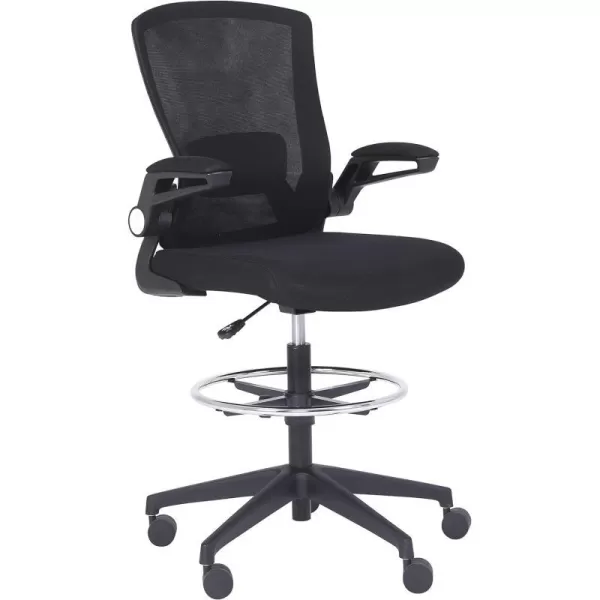 Amazon Basics Midback Mesh Office Drafting Chair Stool with Adjustable Footrest BlackFlip up arms