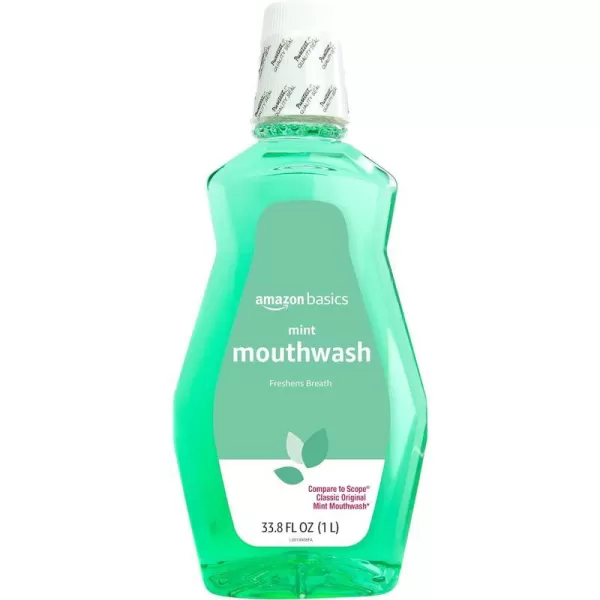 Amazon Basics Mint Mouthwash Fresh Mint 1 Liter 338 Fluid Ounces 4Pack Previously Solimo3380 Fl Oz Pack of 1
