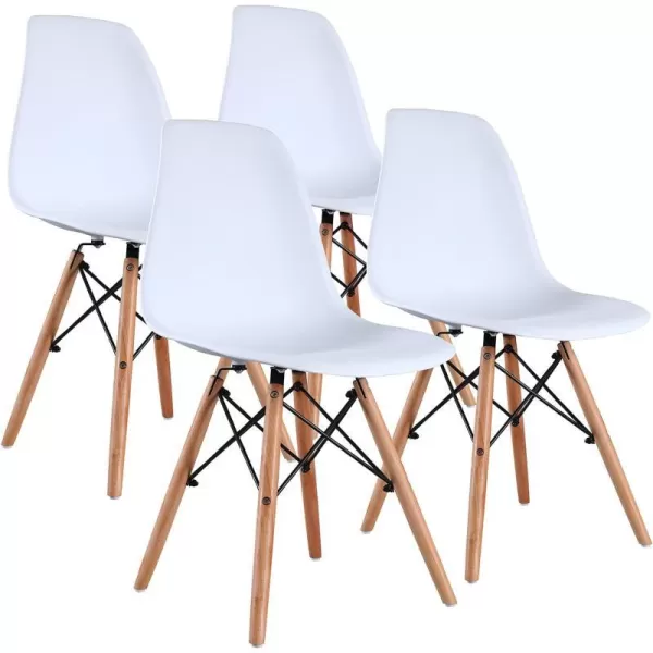 Amazon Basics Modern Dining Chair Set Shell Chair with Wood Legs for Kitchen Dining Living Room  Set of 4 Black 1811W x 2028D x 3268 HWhite