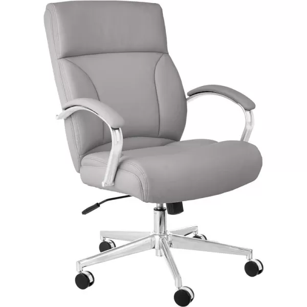 Amazon Basics Modern Executive Chair 275lb Capacity with Oversized Seat Cushion Grey Bonded Leather 2913D x 252W x 4311HAmazon Basics Modern Executive Chair 275lb Capacity with Oversized Seat Cushion Grey Bonded Leather 2913D x 252W x 4311H