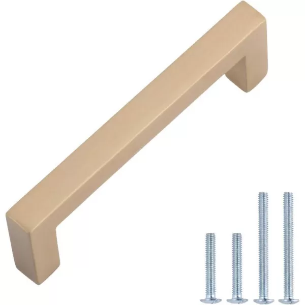 Amazon Basics Modern Square Cabinet Pull Handle 539inch Length 5inch Hole Center Golden Champagne 10pack334 in Length 3 in Hole Center Golden Champagne
