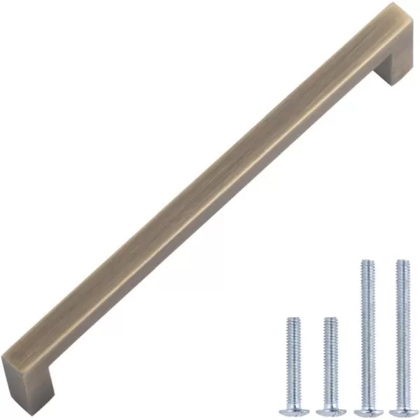 Amazon Basics Modern Square Cabinet Pull Handle 539inch Length 5inch Hole Center Golden Champagne 10pack539 in Length 5 in Hole Center Antique Brass