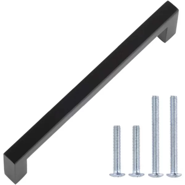 Amazon Basics Modern Square Cabinet Pull Handle 539inch Length 5inch Hole Center Golden Champagne 10pack539 in Length 5 in Hole Center Flat Black