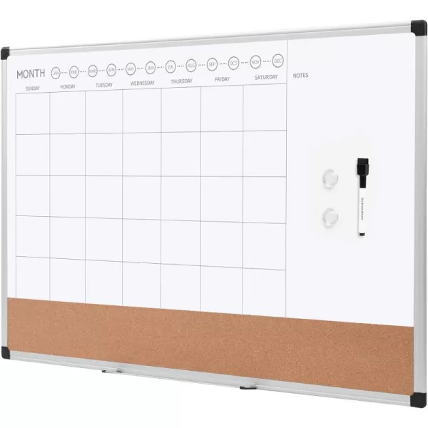 Amazon Basics Monthly Calendar Whiteboard Dry Erase and Cork Board Silver Aluminium Frame 24 x 36 Inches WhiteAmazon Basics Monthly Calendar Whiteboard Dry Erase and Cork Board Silver Aluminium Frame 24 x 36 Inches White
