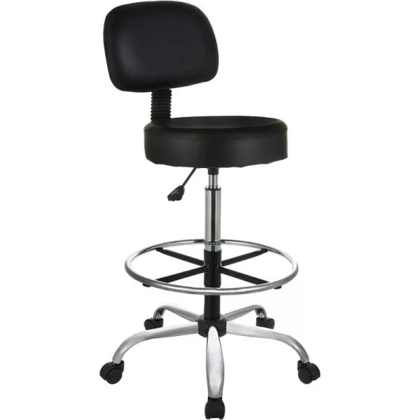 Amazon Basics MultiPurpose Drafting Spa Bar Stool with Wheels  BlackBlack Drafting Stool with Foot Rest