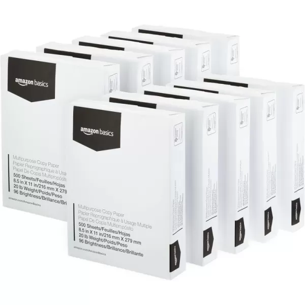 Amazon Basics Multipurpose Copy Printer Paper 20 Pound White 96 Brightness 85 x 11 Inch 1 Ream  500 Sheets Total5000 count10 pack of 500 sheets