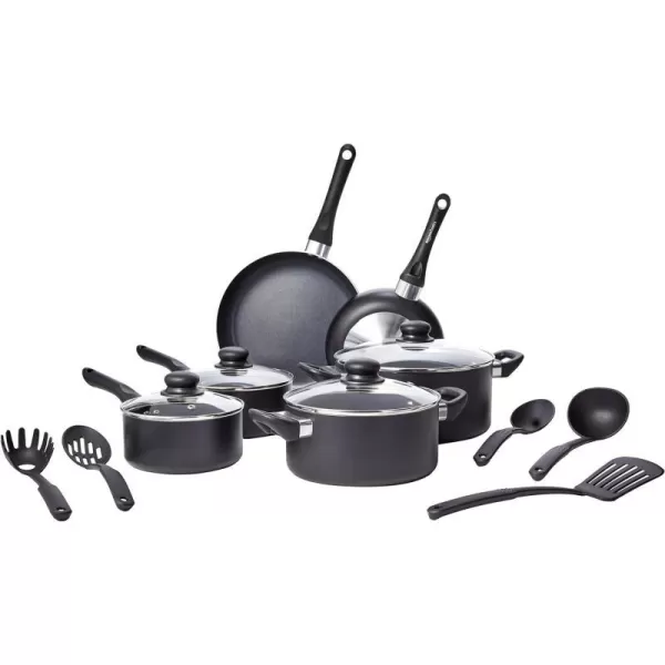 Amazon Basics NonStick Cookware 8Piece Set Pots and Pans Black15Piece Set