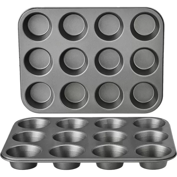 Amazon Basics Nonstick Round Muffin Baking Pan 12 Cups Set of 2 Gray 139x1055x122Amazon Basics Nonstick Round Muffin Baking Pan 12 Cups Set of 2 Gray 139x1055x122