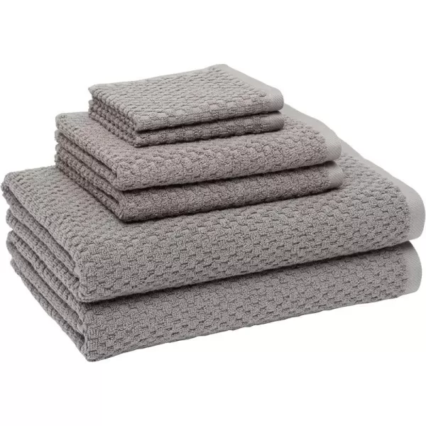 Amazon Basics Odor Resistant Textured Bath Towel Set  6Pieces Cotton Assorted Dark Grey 54 L x 30 W6Piece Set Dark Grey