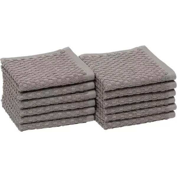 Amazon Basics Odor Resistant Textured Wash Cloth 12 x 12 Inches  12Pack WhiteWashcloth Pack of 12 Dark Grey