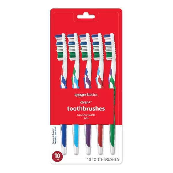 Amazon Basics Orbit Toothbrushes Soft Full 4 Count Assorted Colors Previously Solimo10 Count Pack of 1