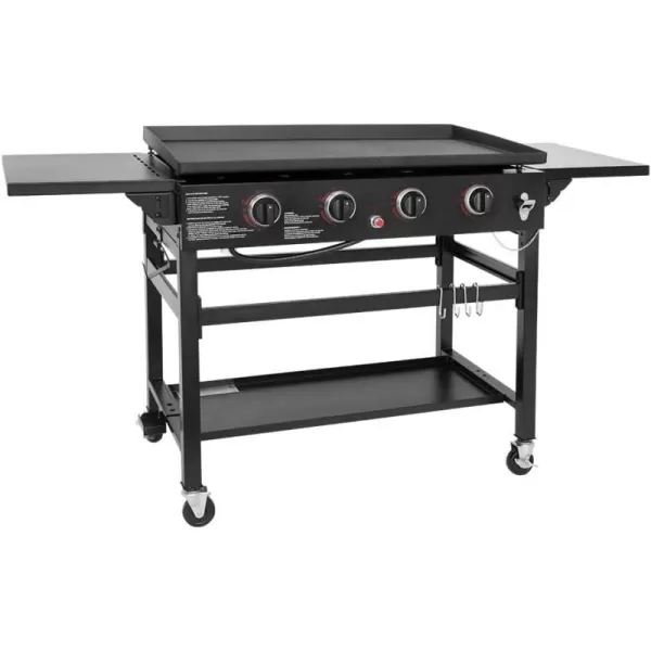 Amazon Basics Outdoor 4 Burner Gas Griddle with 36Inch Matte Enamel Coated Griddle Top and Side Shelfs4 Burner