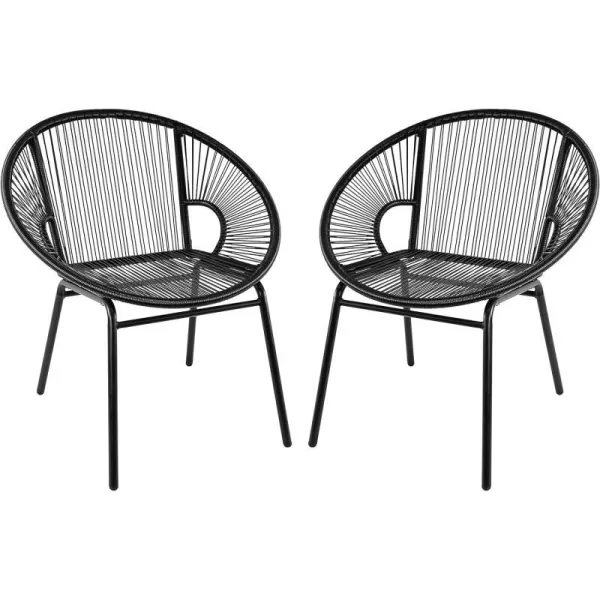 Amazon Basics Outdoor All Weather PE Wicker Club Chair with Steel Frame  2 Pack Grey 248D x 2835W x 315HBlack