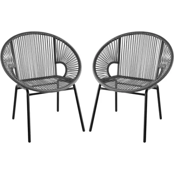 Amazon Basics Outdoor All Weather PE Wicker Club Chair with Steel Frame  2 Pack Grey 248D x 2835W x 315HGrey