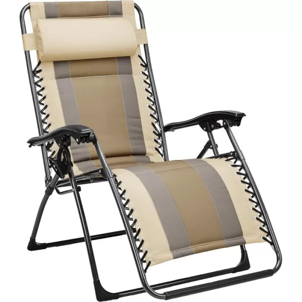 Amazon Basics Outdoor Padded Adjustable Zero Gravity Folding Reclining Lounge Chair with Pillow  Pack of 2Cotton BeigeBeige 1Pack