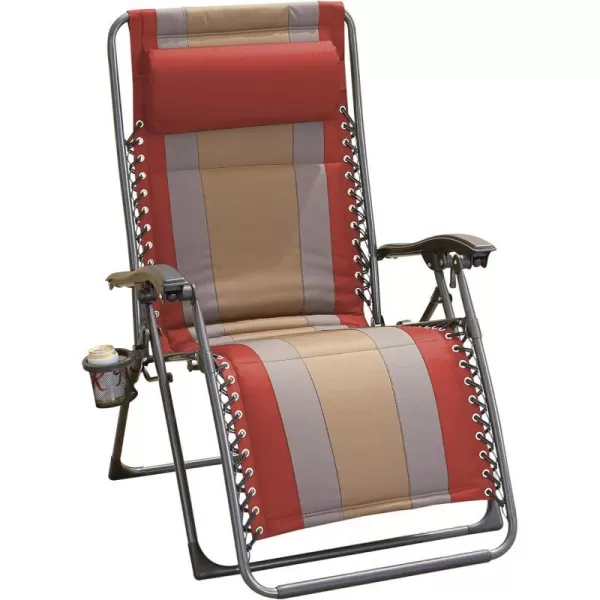 Amazon Basics Outdoor Padded Adjustable Zero Gravity Folding Reclining Lounge Chair with Pillow  Pack of 2Cotton BeigeRed 1Pack