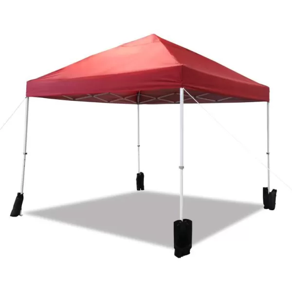 Amazon Basics Outdoor Pop Up Canopy 10 ft x 10 ft with 4pk Weight Wheeled Carry Bag WhitePop Up Red