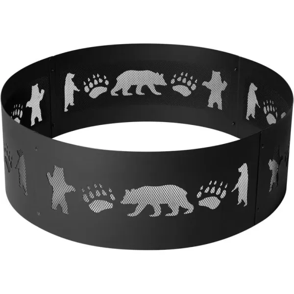 Amazon Basics Outdoor Round Steel Fire Ring  36Inch Star and Moon Design BlackBear
