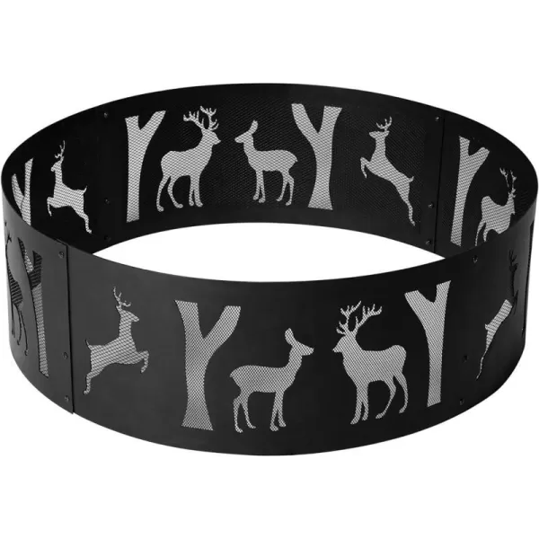 Amazon Basics Outdoor Round Steel Fire Ring  36Inch Star and Moon Design BlackDeer