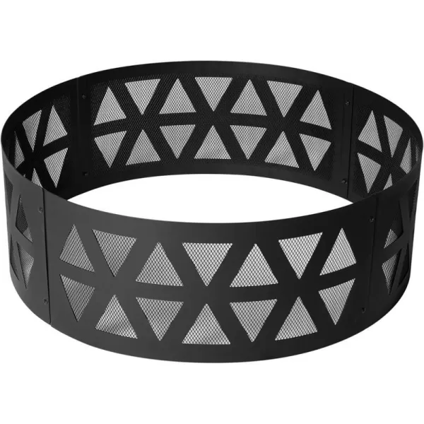Amazon Basics Outdoor Round Steel Fire Ring  36Inch Star and Moon Design BlackLattice