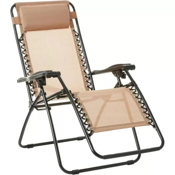 Amazon Basics Outdoor Textilene Adjustable Zero Gravity Folding Reclining Lounge Chair with Pillow 26 BlackBeige