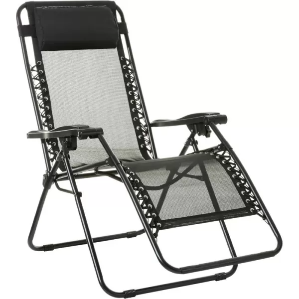 Amazon Basics Outdoor Textilene Adjustable Zero Gravity Folding Reclining Lounge Chair with Pillow 26 BlackBlack