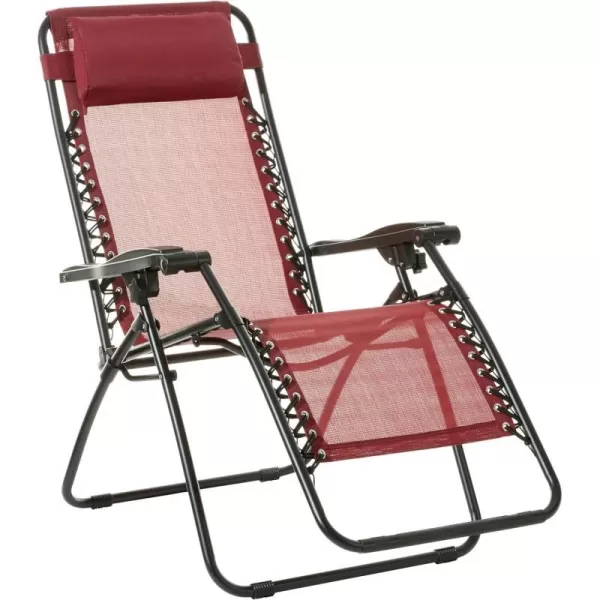 Amazon Basics Outdoor Textilene Adjustable Zero Gravity Folding Reclining Lounge Chair with Pillow 26 BlackBurgundy