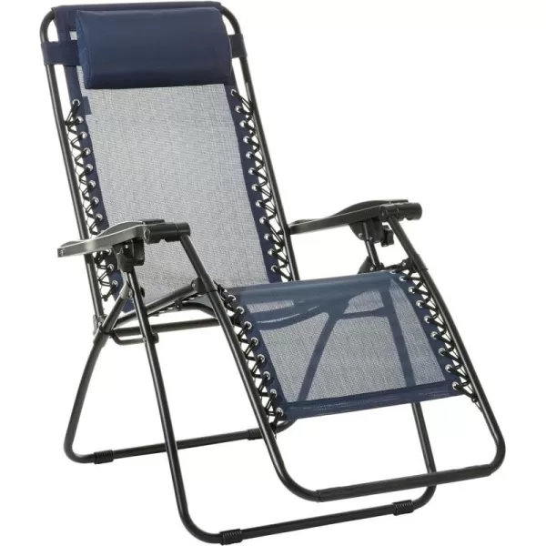 Amazon Basics Outdoor Textilene Adjustable Zero Gravity Folding Reclining Lounge Chair with Pillow 26 BlackNavy Blue