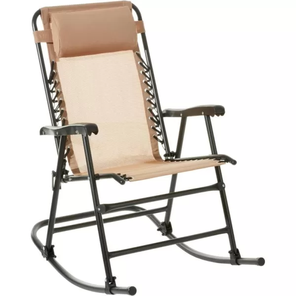 Amazon Basics Outdoor Textilene Zero Gravity Folding Lounge Rocker with Pillow RedBeige Foldable Rocking Chair