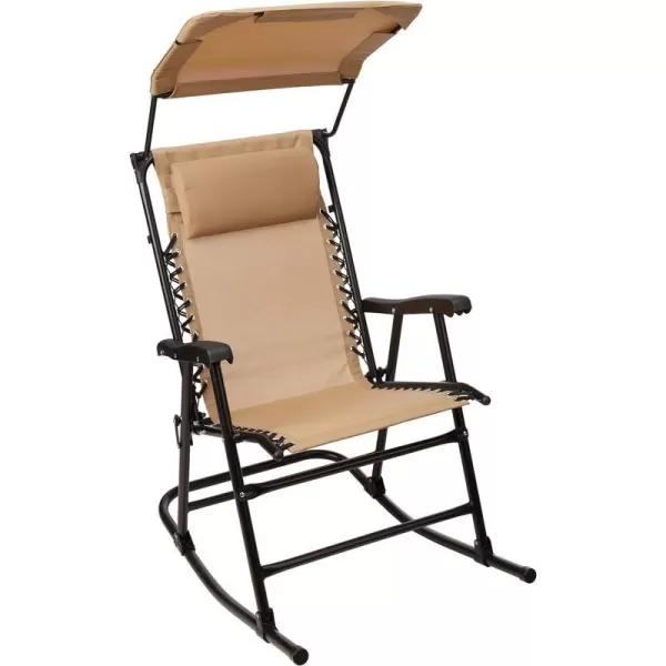 Amazon Basics Outdoor Textilene Zero Gravity Folding Lounge Rocker with Pillow RedBeige Foldable Rocking Chair with Canopy
