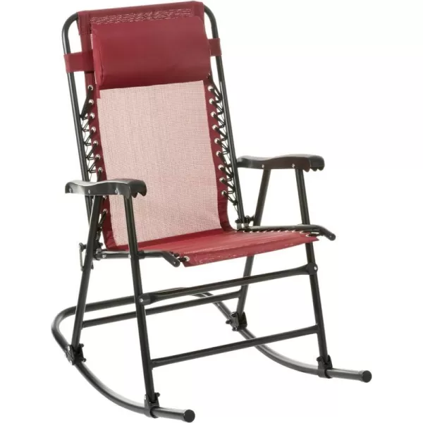 Amazon Basics Outdoor Textilene Zero Gravity Folding Lounge Rocker with Pillow RedRed Foldable Rocking Chair
