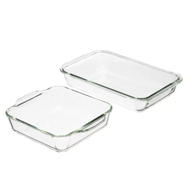 Amazon Basics Oven Safe Glass Baking Dish in Rectangular 3L and Square 2L Sizes  Set of 22Piece Rectangle and Square Set