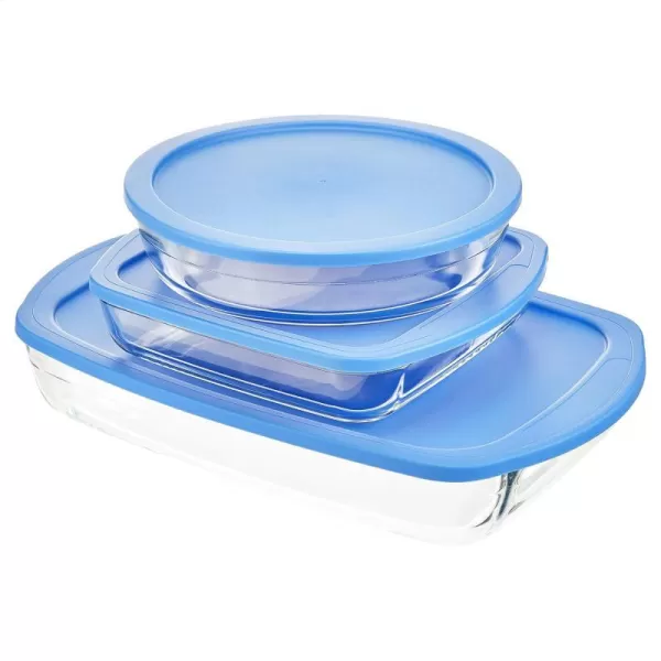 Amazon Basics Oven Safe Glass Baking Dish in Rectangular 3L and Square 2L Sizes  Set of 23Piece Bakeware Set with Lids