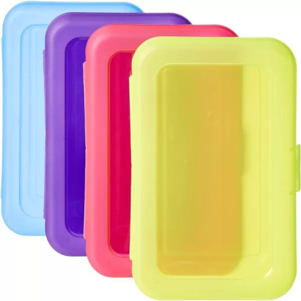 Amazon Basics Pencil Box Pack of 4 Multi SolidAmazon Basics Pencil Box Pack of 4 Multi Solid