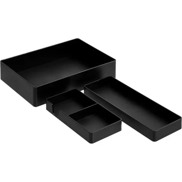 Amazon Basics Plastic Desk Organizer  Magazine Rack Black 2PackAccessory Tray Bundle
