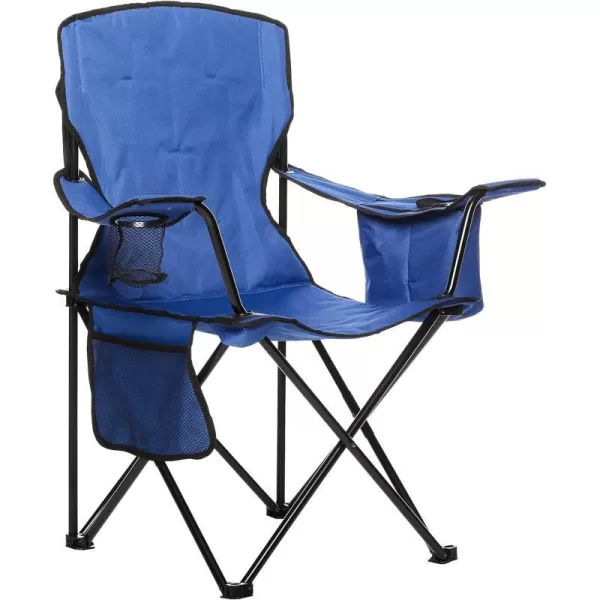 Amazon Basics Portable Folding Camping Chair with 4Can Cooler Side Pocket and Cup Holder with Carrying BagPadded Blue