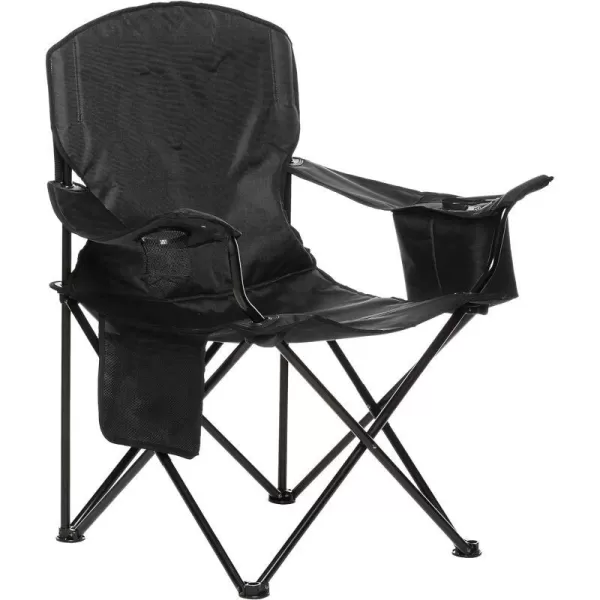 Amazon Basics Portable Folding Camping Chair with 4Can Cooler Side Pocket and Cup Holder with Carrying BagPadded Xl Black