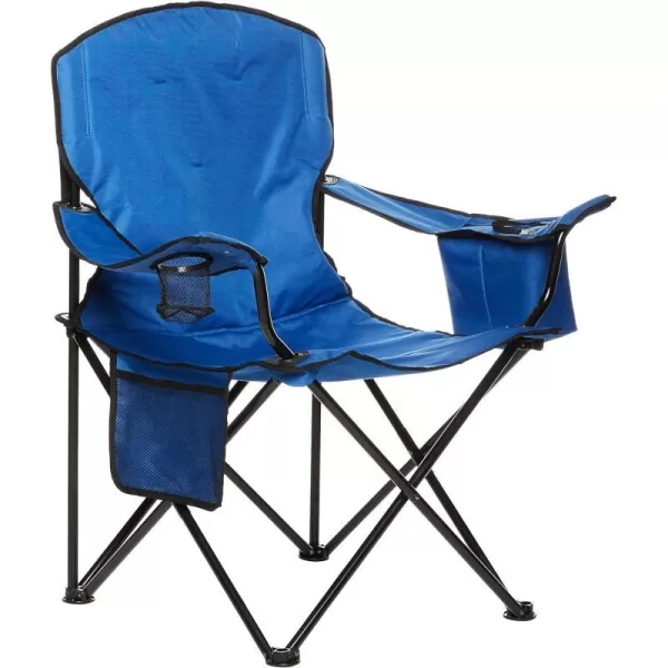 Amazon Basics Portable Folding Camping Chair with 4Can Cooler Side Pocket and Cup Holder with Carrying BagPadded Xl Blue