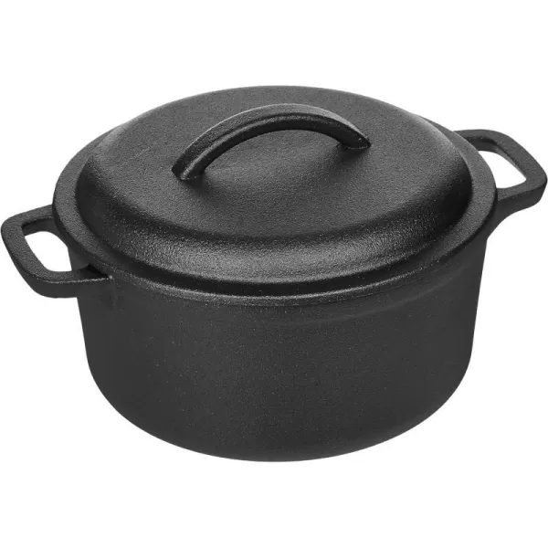 Amazon Basics PreSeasoned Cast Iron Round Dutch Oven with Dual Handles 2Quart Black2Quart